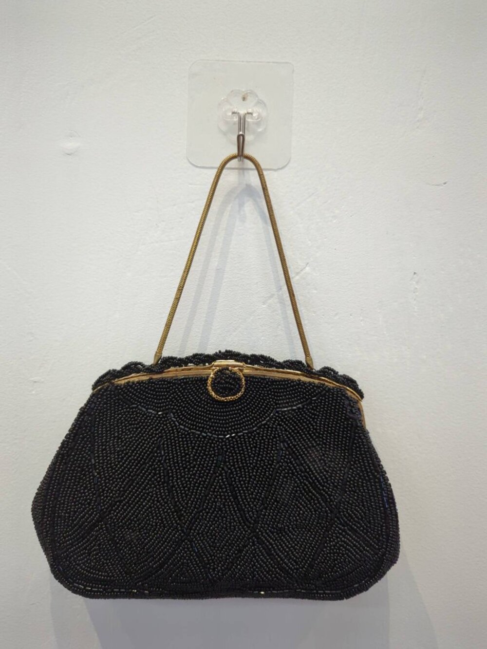 Black Beaded Handbag Made in France
